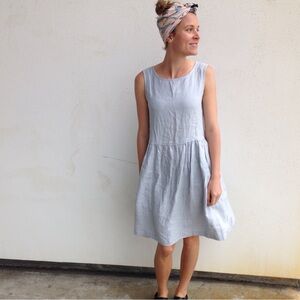 Notperfectlinen smock dress size large not perfect linen baby blue